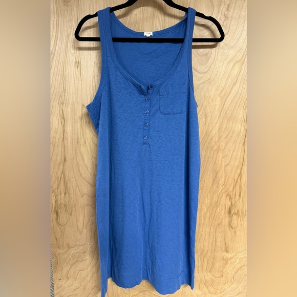J. Crew Blue dress with Henley Neckline - Picture 1 of 4